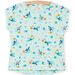 T-shirt blu ghiaccio con stampa pappagallo e a fiori bambina