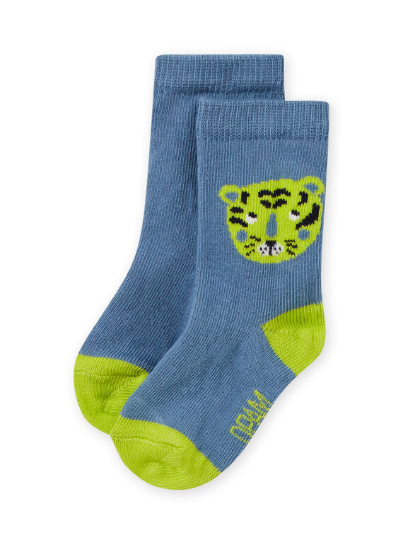 Calze celeste e verde con motivo tigre neonato MYUJOCHOU2 / 21WI101BSOQ020