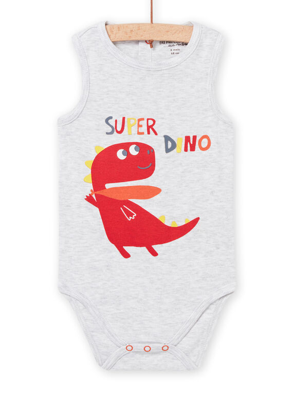 Body con motivo dinosauro grigio melange neonato NEGABODSUP / 22SH14J5BDLJ920