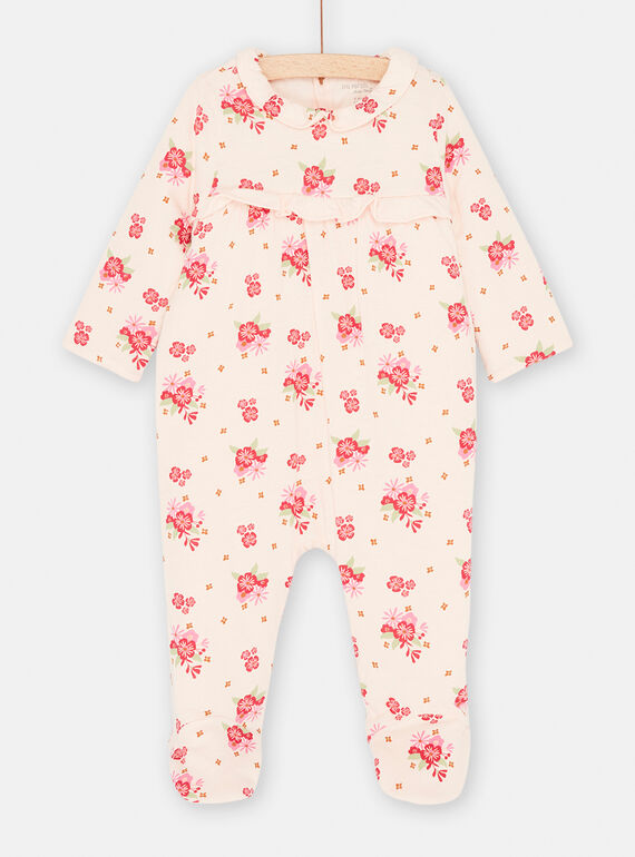 Tutina rosa petallo con stampa a fiori neonata SEFIGREFLE / 23WH1341GRE309
