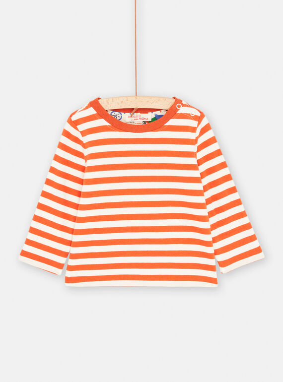 T-shirt ecrù e arancione double face neonato SUKHOTEE1 / 23WG10Q3TML003