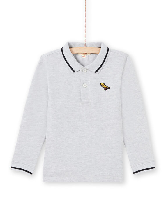 Polo maniche lunghe a tinta unita grigia melange bambino MOJOPOL3 / 21W90215POLJ922