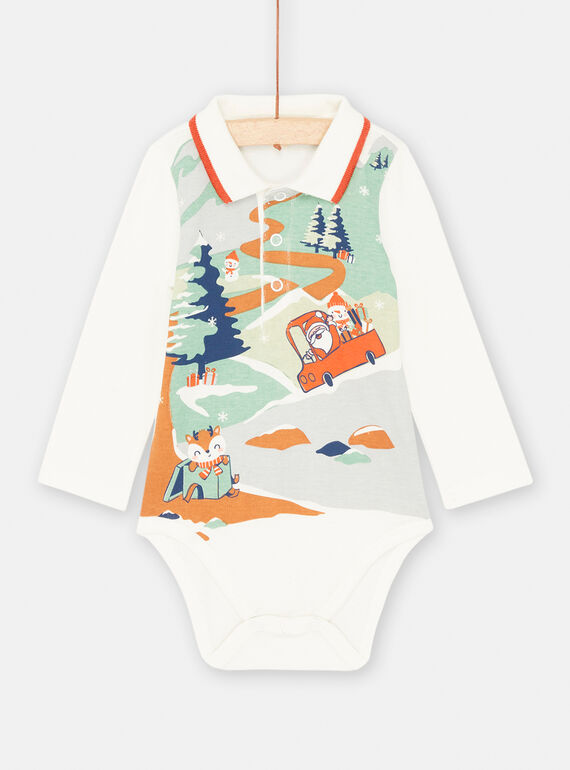 Body ecrù con motivi Natalizie neonato SUWAYBOD / 23WG10S1BOD003