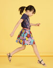 Gonna double face navy con stampa a fiori e uccello bambina NALUJUP1 / 22S901P1JUP070