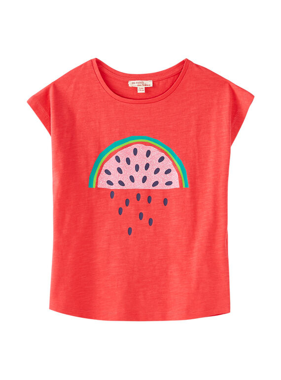 T-shirt maniche corte, stampa cocomero con glitter JAJOTI9 / 20S901T5D31F506