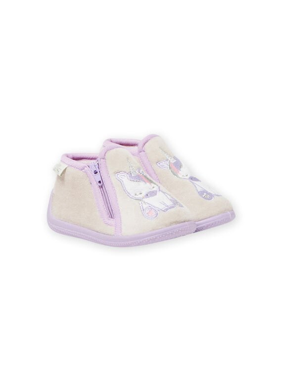Babbucce da notte grigio melange motivo unicorno neonata MIPANTLICO / 21XK3732D0A943