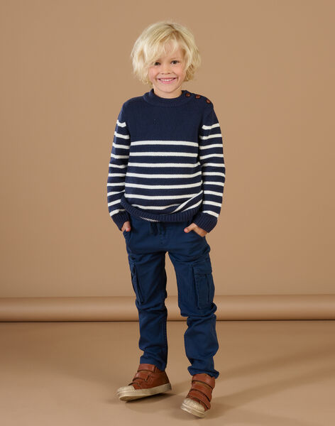 Maglia blu notte a righe bianche POJOPUL1 / 22W902D1PUL705