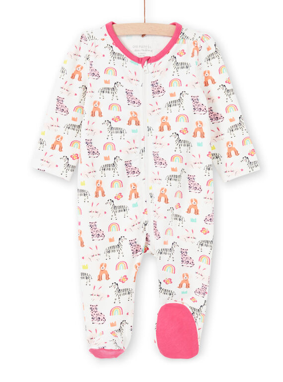 Tutina ecrù con stampa animali, arcobaleno e corone colorate neonata MEFIGREANI / 21WH1333GRE001