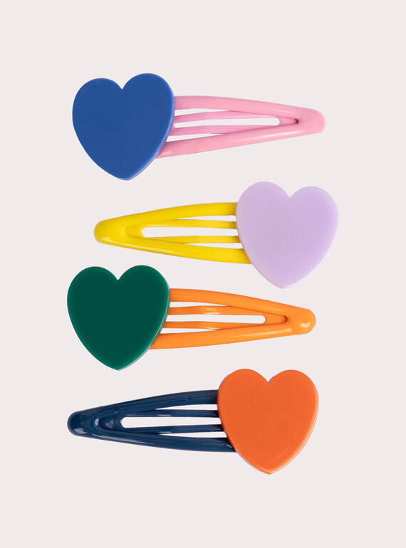Lotto di 4 barrette cuori multicolori per ragazza VYAJOCLIP4 / 24WI01L6BRT099