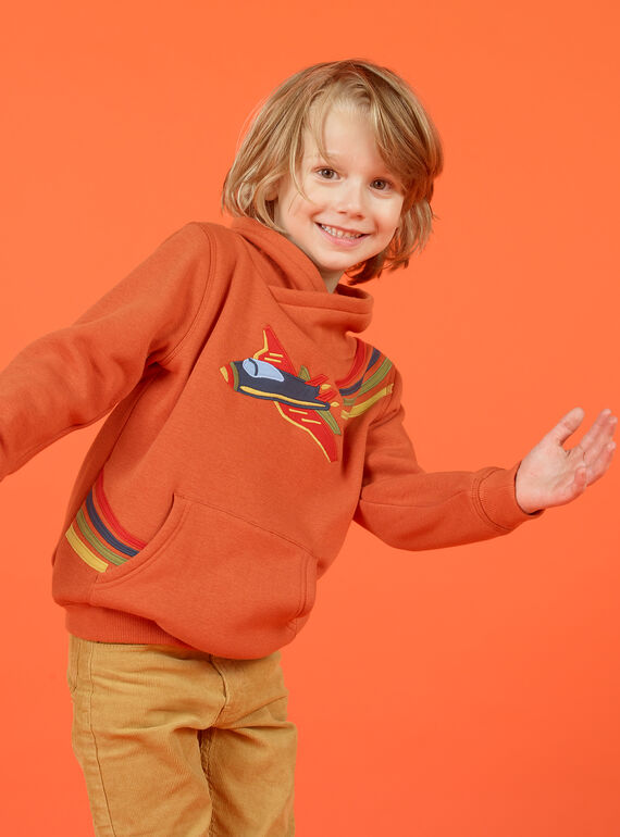 Felpa arancione motivo aereo colorato bambino MOCOSWE / 21W902L1SWE408
