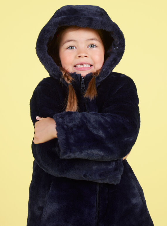 Parka double face navy in finta pelliccia bambina MANUIPARKA / 21W90154PAR070