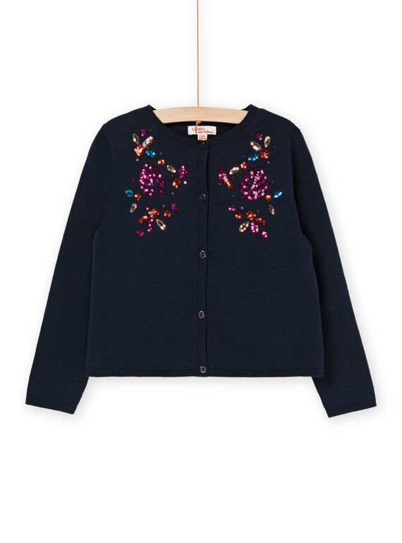 Cardigan nero con motivi a fiori in paillettes RAJUNCAR / 23S901U1CARC243
