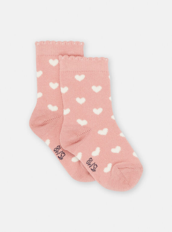 Calze rosa con stampa cuore neonata SYIJOSOQ3 / 23WI09M3SOQD329