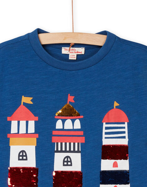 T-shirt blu con stampa fari ROBLETI / 23S90231TMCC204