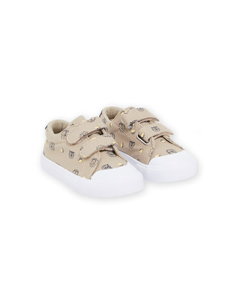 Sneakers in tela beige con stampa tigri e leoni RUTOILAOP / 23KK3873D16080