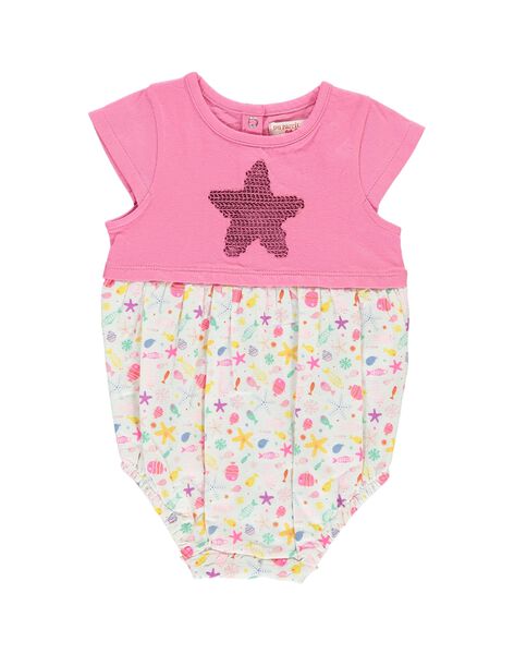 Baby girls' romper in two fabrics CIMABAR2 / 18SG09U2BAR313