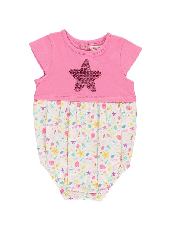 Baby girls' romper in two fabrics CIMABAR2 / 18SG09U2BAR313