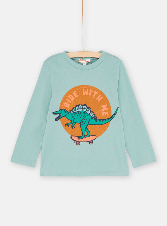 T-shirt blu celadon con stampa dinosauro SOJOTEE3 / 23W902F4TML204