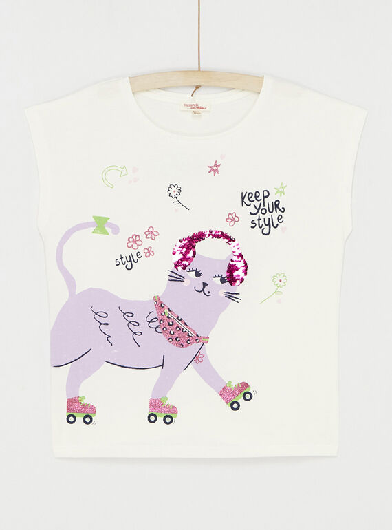 T-shirt ecrù con motivo gatto SALINTI2 / 23W901H1TEE001