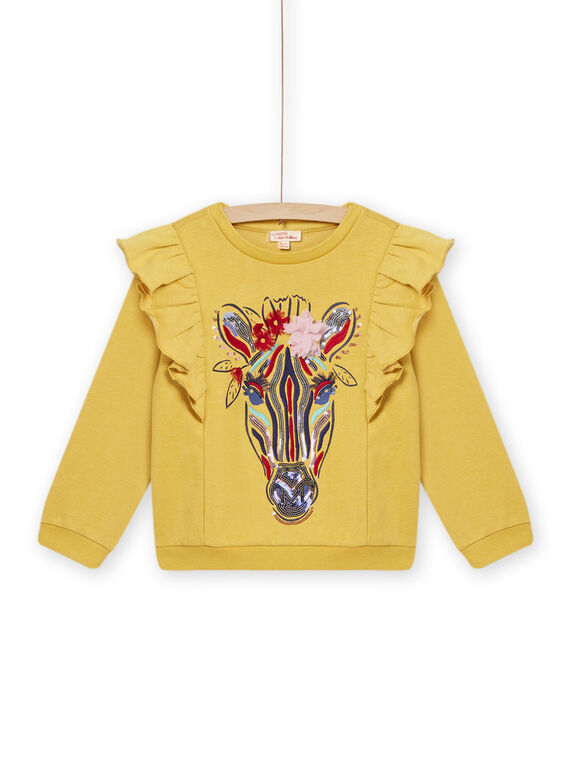 Felpa topazio stampa zebra e volant bambina NALUSWEA1 / 22S901P2SWEB118