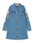 Abito in jeans blu con ricami a fiori sulle maniche RAMAGROB3 / 23S901T2ROBP272