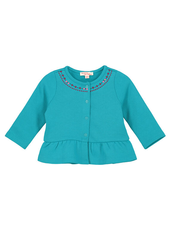 Cardigan in cotone con ricami neonata FITUCAR2 / 19SG09F2CAR202