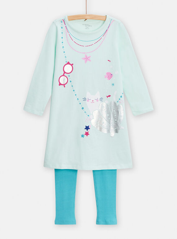 Pigiama blu con stampa metallizzata bambina TEFACHUBAG / 24SH1141CHNG621