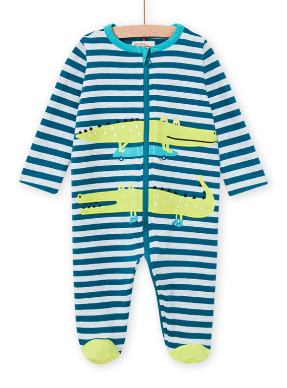 Tutina blu a righe con motivi coccodrilli neonato MEGAGRECRO / 21WH1482GRE715