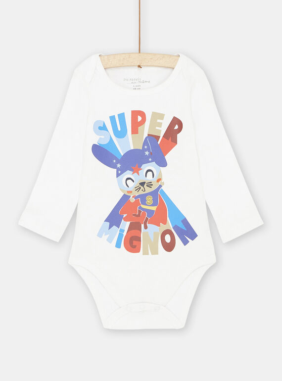 Body bianco con motivo supereroe coniglio neonato SEGABODHERO / 23WH1466BDL000