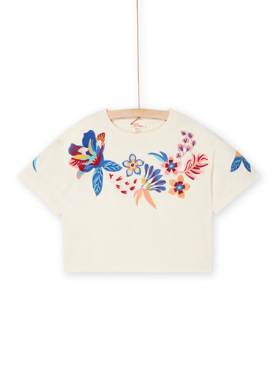 T-shirt ecrù scuro con motivi fiori RAMUMTI2 / 23S901G2TMC003