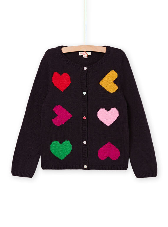 Cardigan maniche lunghe jacquard con motivi cuori PAMUCAR / 22W901R1CARC243