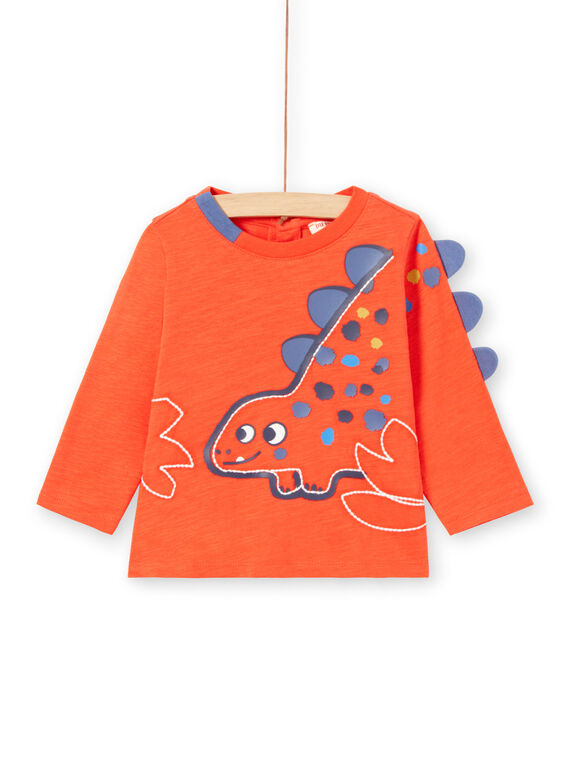 T-shirt rossa maniche lunghe motivo dinosauro neonato MUPATEE2 / 21WG10H3TMLF524