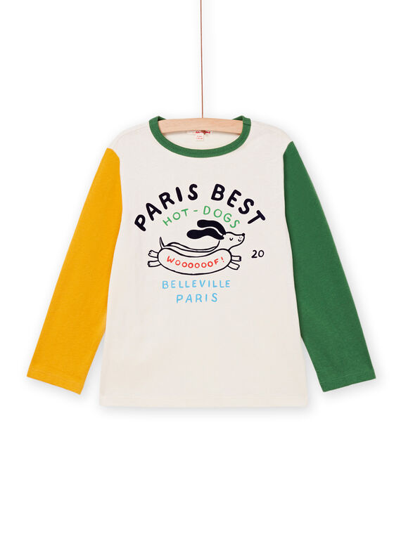 T-shirt maniche lunghe bicolore con motivo hot dog POMUTEE2 / 22W902R1TML007