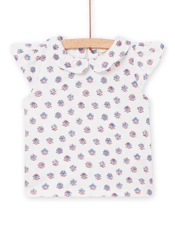 T-shirt ecrù con colletto Peter Pan neonata NISANBRA / 22SG09S1BRA001