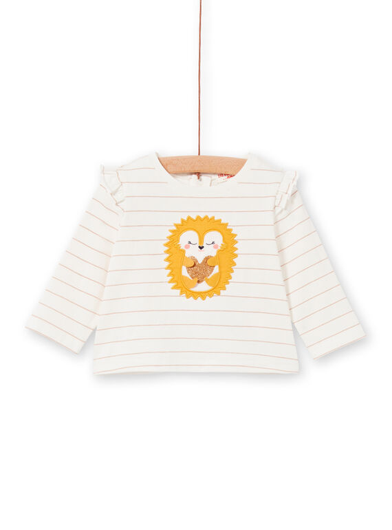 T-shirt ecrù e gialla a righe neonata LIPOETEE2 / 21SG09Y1TML001