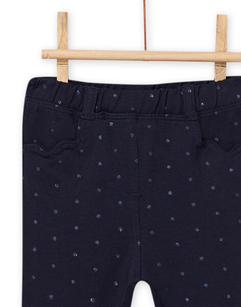 Pantaloni navy a pois e tasche cuori neonata NIJOPAN3 / 22SG0962PAN070