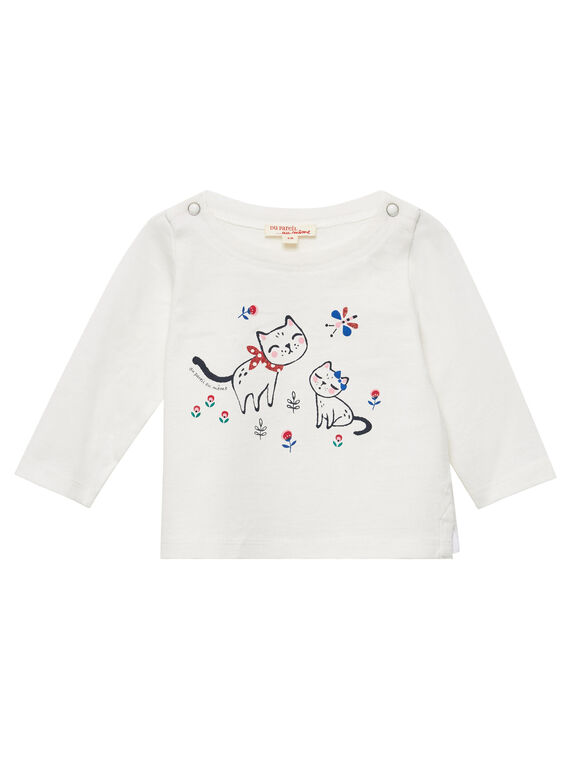 T-shirt maniche lunghe ecrù neonata JIGRATEE1 / 20SG09E1TML001