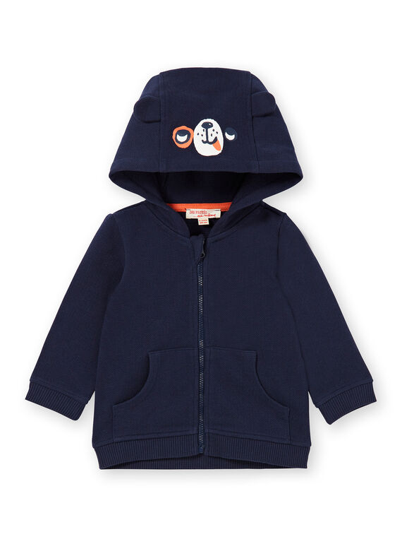Felpa con cappuccio blu notte in cotone neonato LUJOGIL2 / 21SG1033GIL713