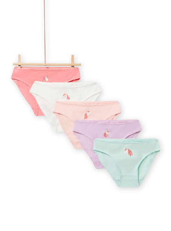 Set 5 slip abbinati con motivi dorati bambina NEFALOTSEM2 / 22SH11I3D5L001
