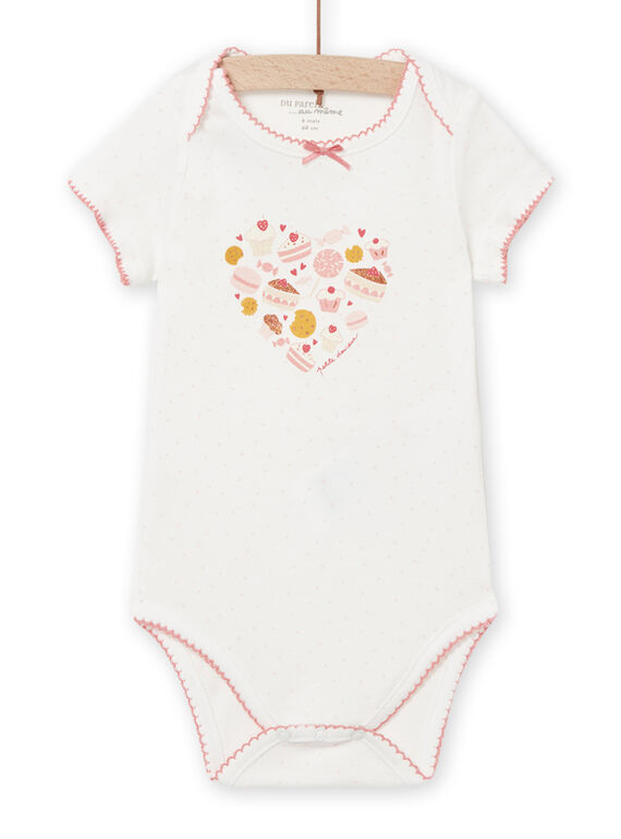 Body ecrù a pois con motivi torte neonata NEFIBODBON / 22SH13I5BDL001