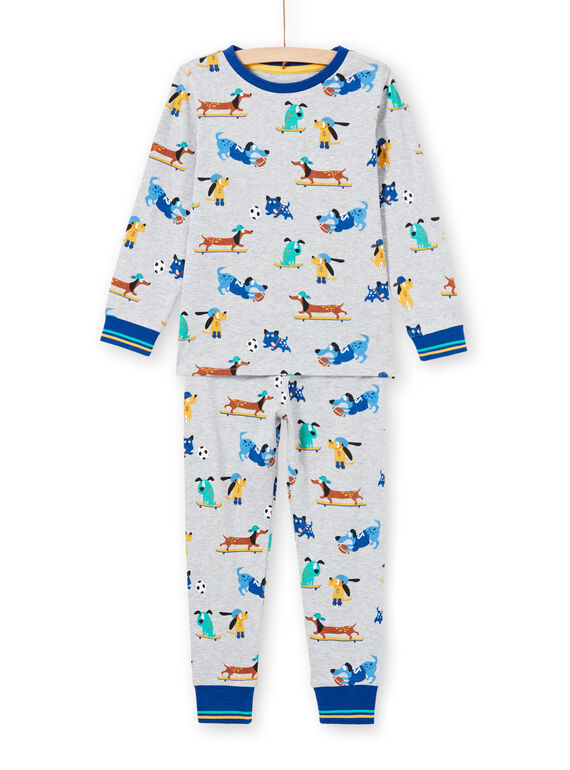 Pigiama grigio melange con motivi cani bambino MEGOPYJDOG / 21WH1235PYJJ922