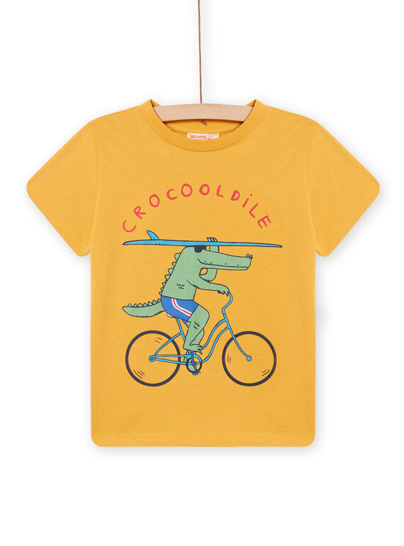 T-shirt gialla con motivo coccodrillo e bicicletta bambino NOJOTI5 / 22S902C4TMCB107