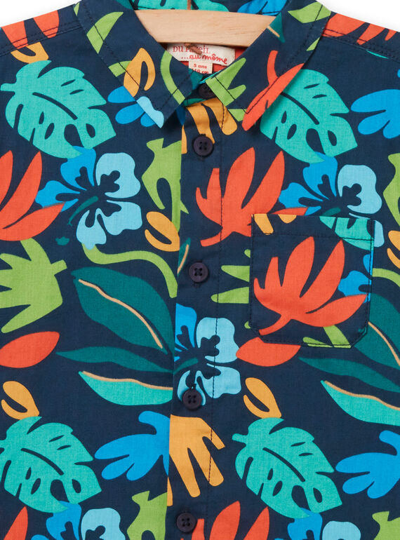 Camicia blu notte con stampa foglia bambino NOWASHIRT / 22S902V1CHM705