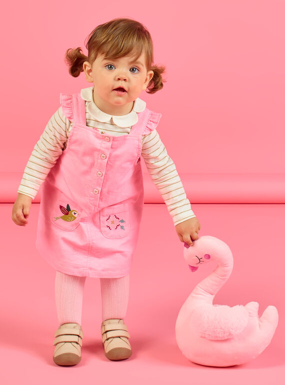 Abito salopette in velluto a costine rosa neonata MIKAROB2 / 21WG09I2ROBD316
