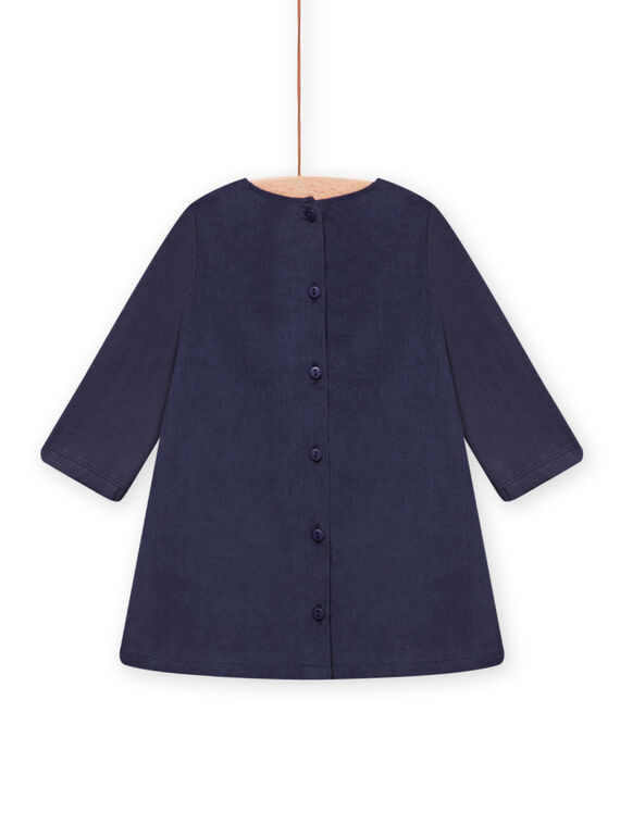 Abito navy in velluto con motivi savana ricamati neonata MIPLAROB1 / 21WG09O3ROBC202