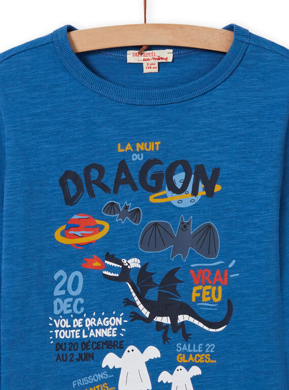 T-shirt blu con motivo drago bambino MOPLATEE2 / 21W902O1TML221