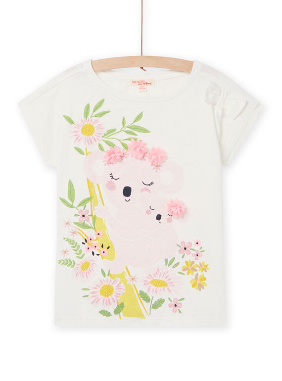 T-shirt bianca con motivi koala e fiori bambina NASOTI4 / 22S901Q1TMC001
