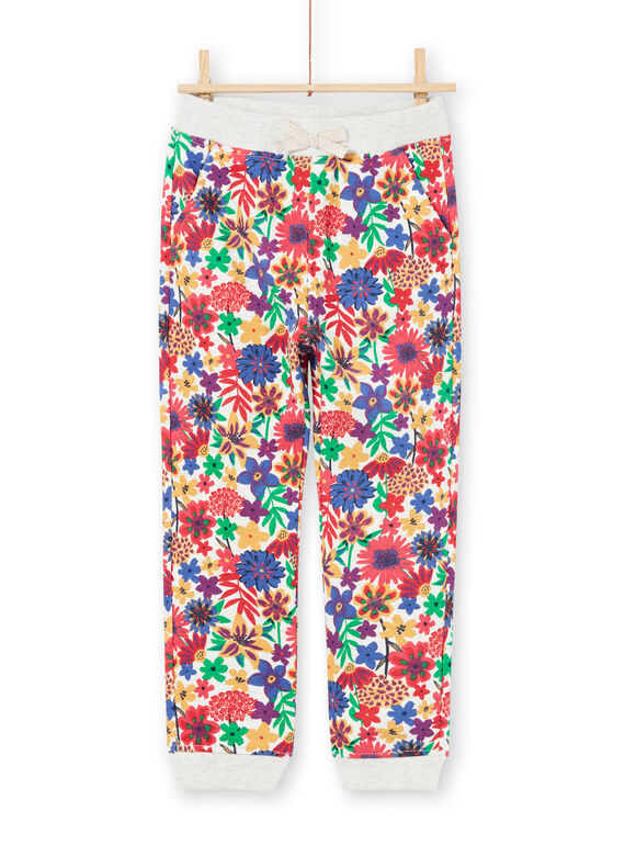 Pantaloni sportivi ecrù e rossi stampa a fiori bambina MAJOBAJOG2EX / 21W90116JGB006