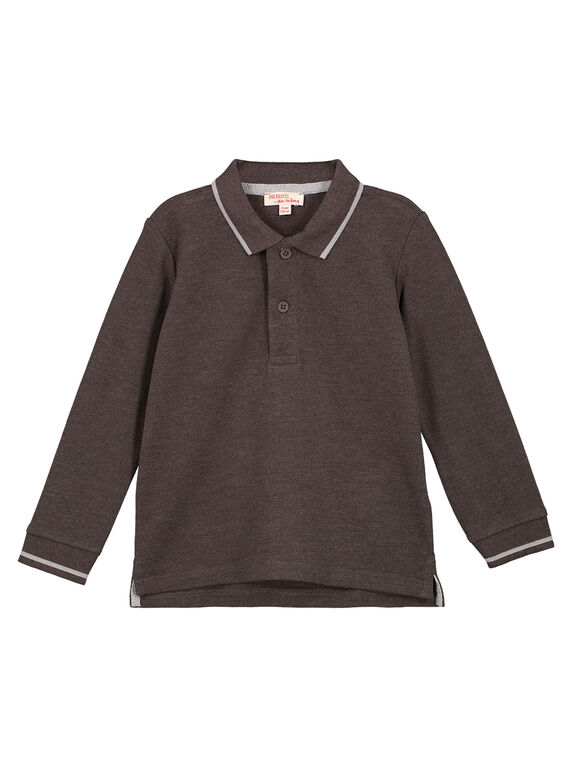 Polo Maniche Lunghe in Piqué Antracite Melange GOJOPOL2 / 19W90234D2D944