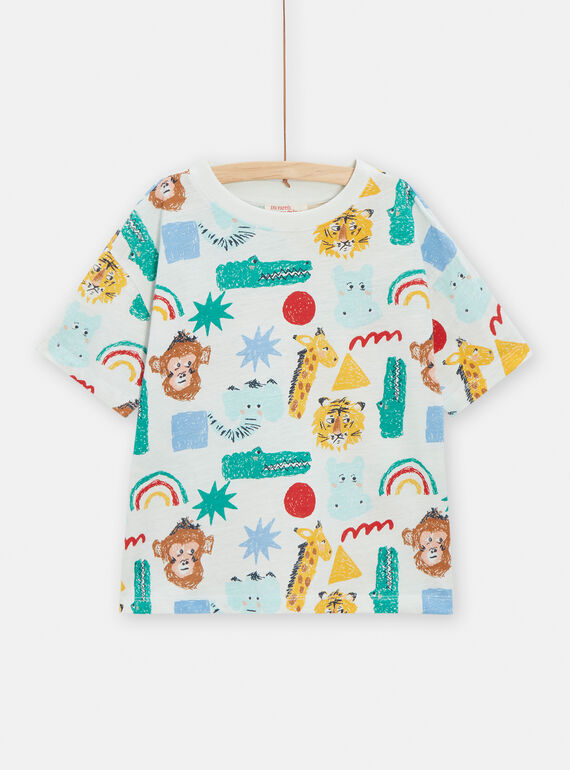 T-shirt ecrù con stampa animali bambino TOCLUTI3 / 24S902O5TMC002